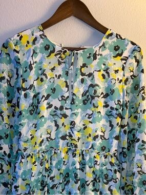 Ann Taylor Factory Girls' Floral Tiered Dress - Aqua, Yellow & Black